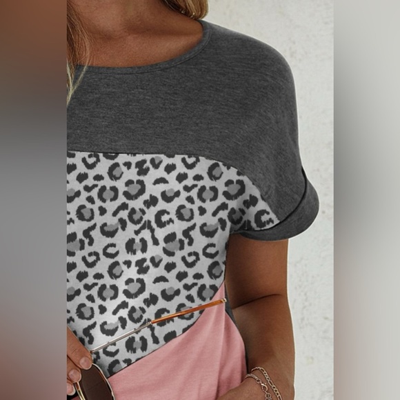 Leopard Round Neck Short Sleeve T-Shirt - Picture 6 of 6